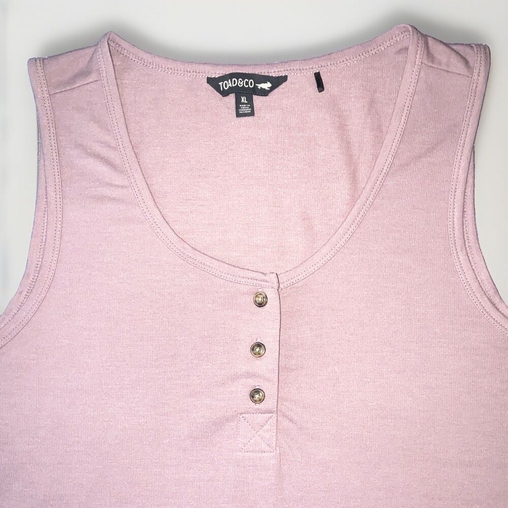 Toad&Co Women's XL lavenderSolid Knit Scoop Neck Sleeveless Pullover Henley Tank